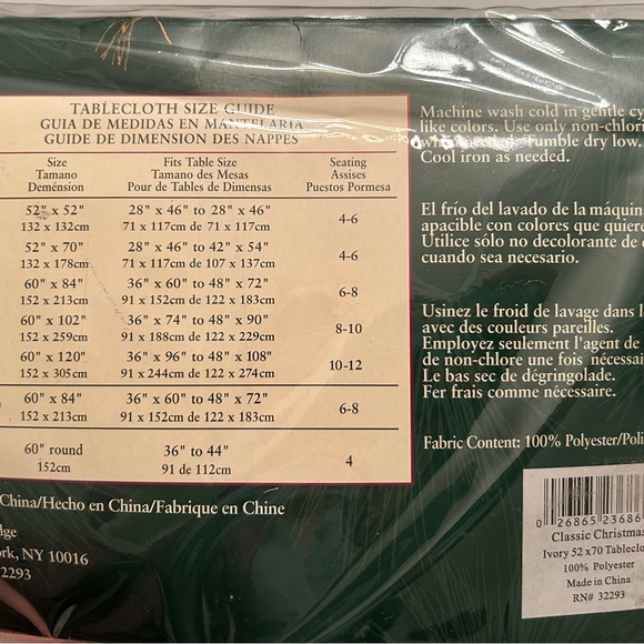 New in package. Ivory/cream 52”x70” oblong tablecloth. - Picture 5 of 5